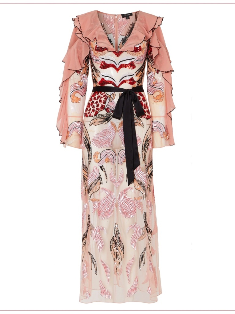 $3910 Temperley London ‘Amaya’ Embellished Rosewater Ruffle Runway Midi Dress - Picture 5 of 15